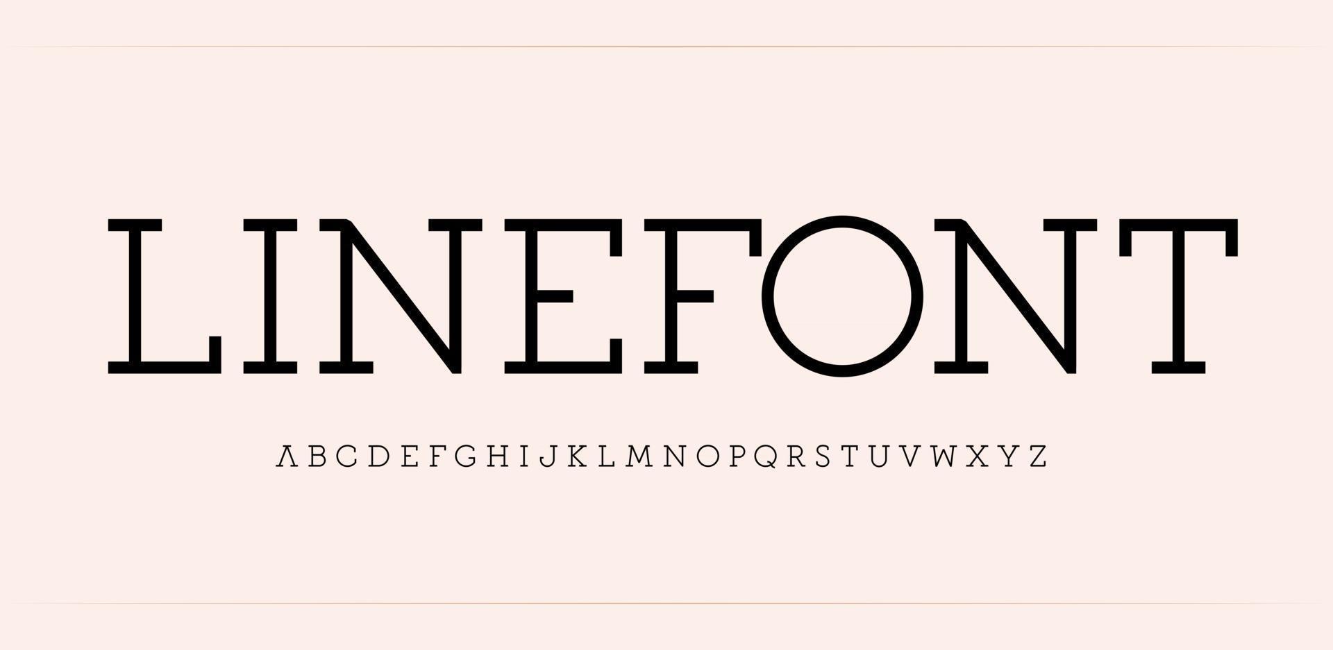 Alfabeto serif simple de la línea. fuente fina y elegante para logotipo moderno, título, monograma y letras. Letras de estilo clásico moderno mínimo, diseño tipográfico vectorial. vector