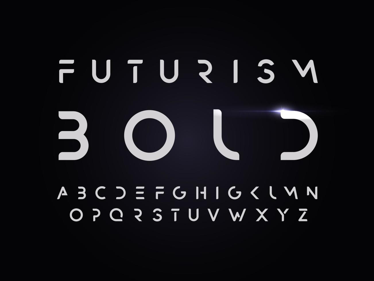 Futurism style bold alphabet. Vector font with erasing parts of the letters. Cropped typography