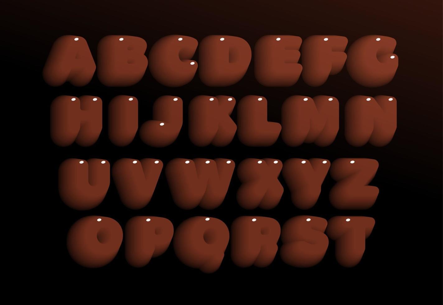 3D Chocolate letters set. Brown heavy bold style alphabet. Sweet candy Font for events, promotions, logos, banner, monogram and poster. Vector typography design.