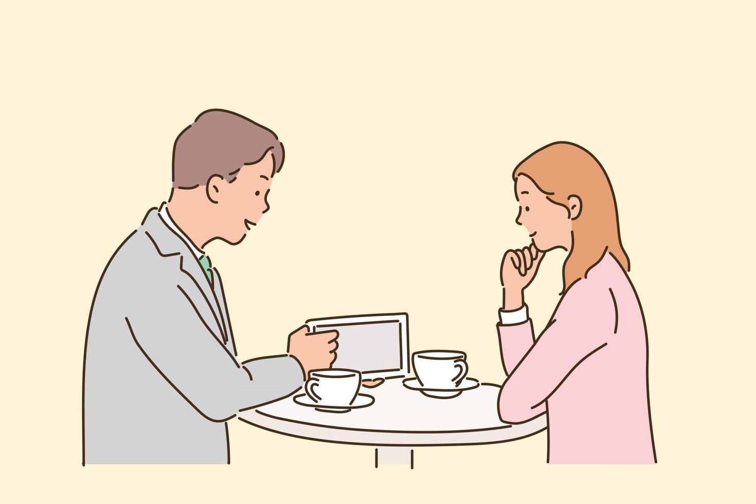 A cute couple is sitting in a friendly pose. hand drawn style vector design  illustrations. 2228374 Vector Art at Vecteezy