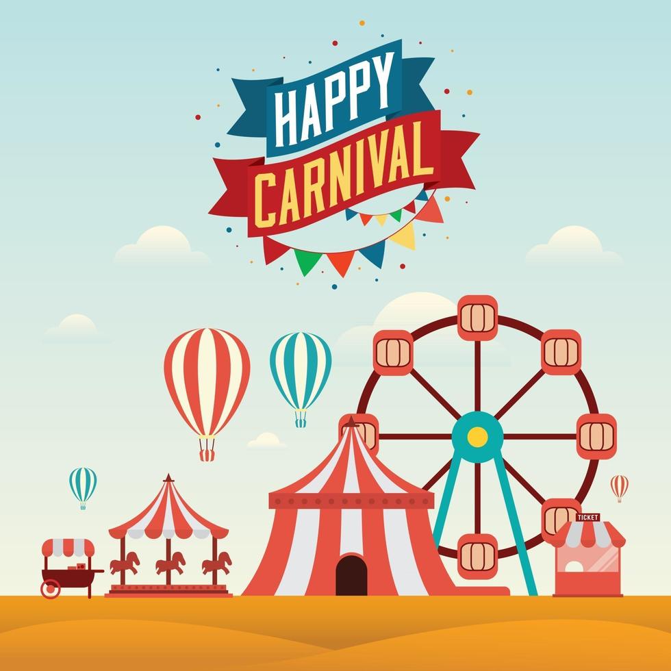 concepto de paisaje de carnaval feliz con celebración de etiqueta vector