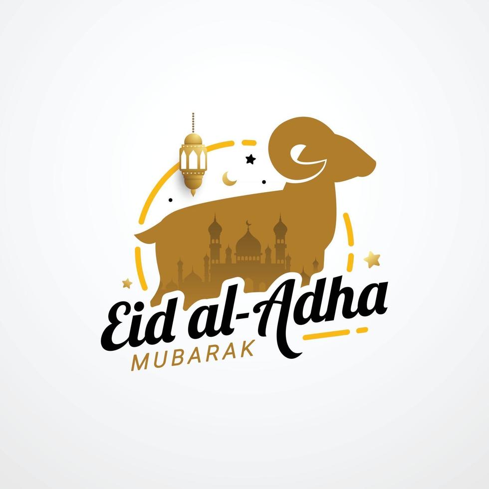 Eid adha mubarak lettering typography design vector