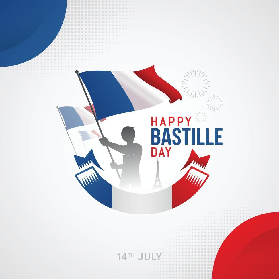 Feliz celebración de la bandera del día de la bastilla en Francia vector