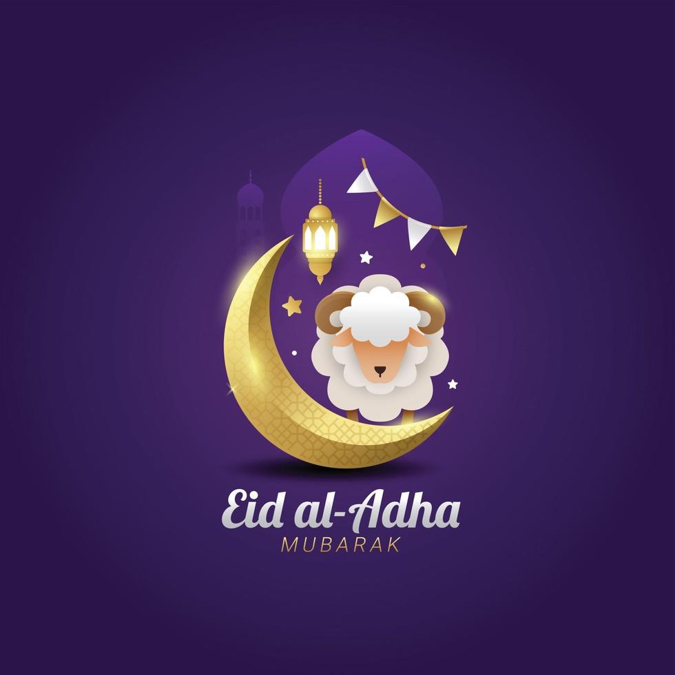 Eid adha mubarak lettering typography design vector