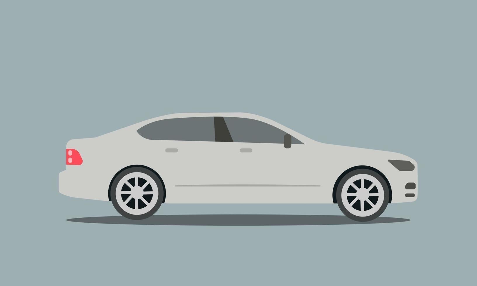 plano, moderno, plata, coche, vector., coche deportivo, diseño, con, fondo gris vector