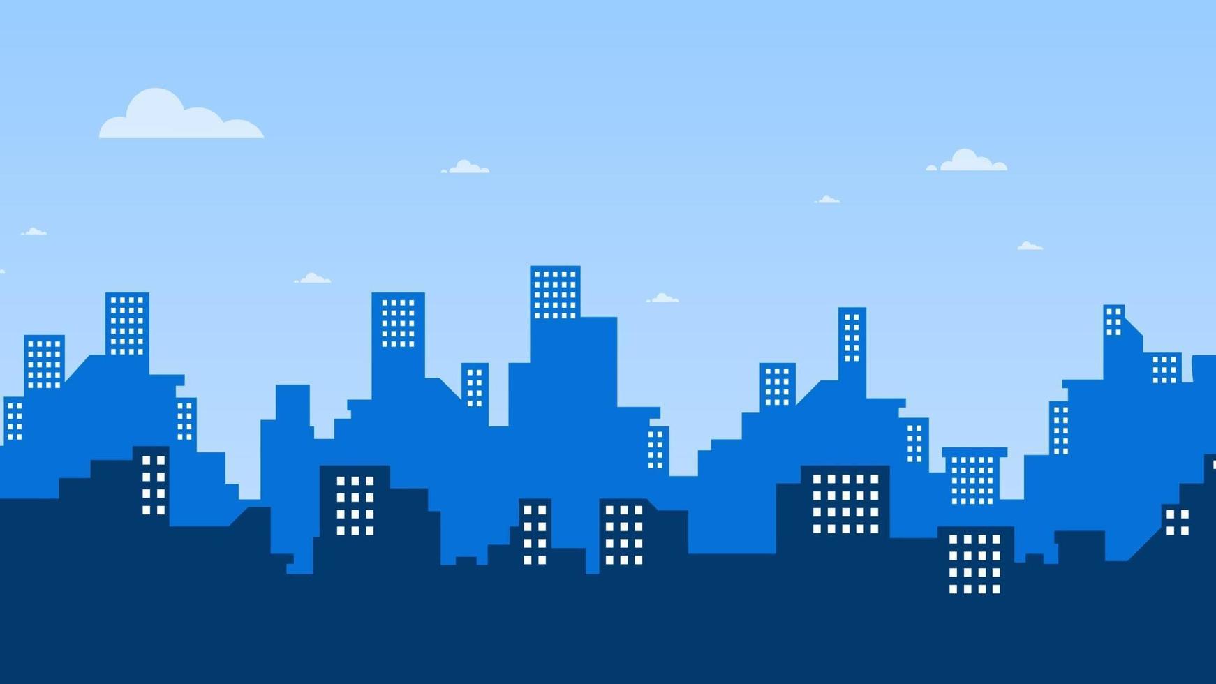 Silhouette cityscape with sky background.Vector illustration.Horizontal town landscape. vector