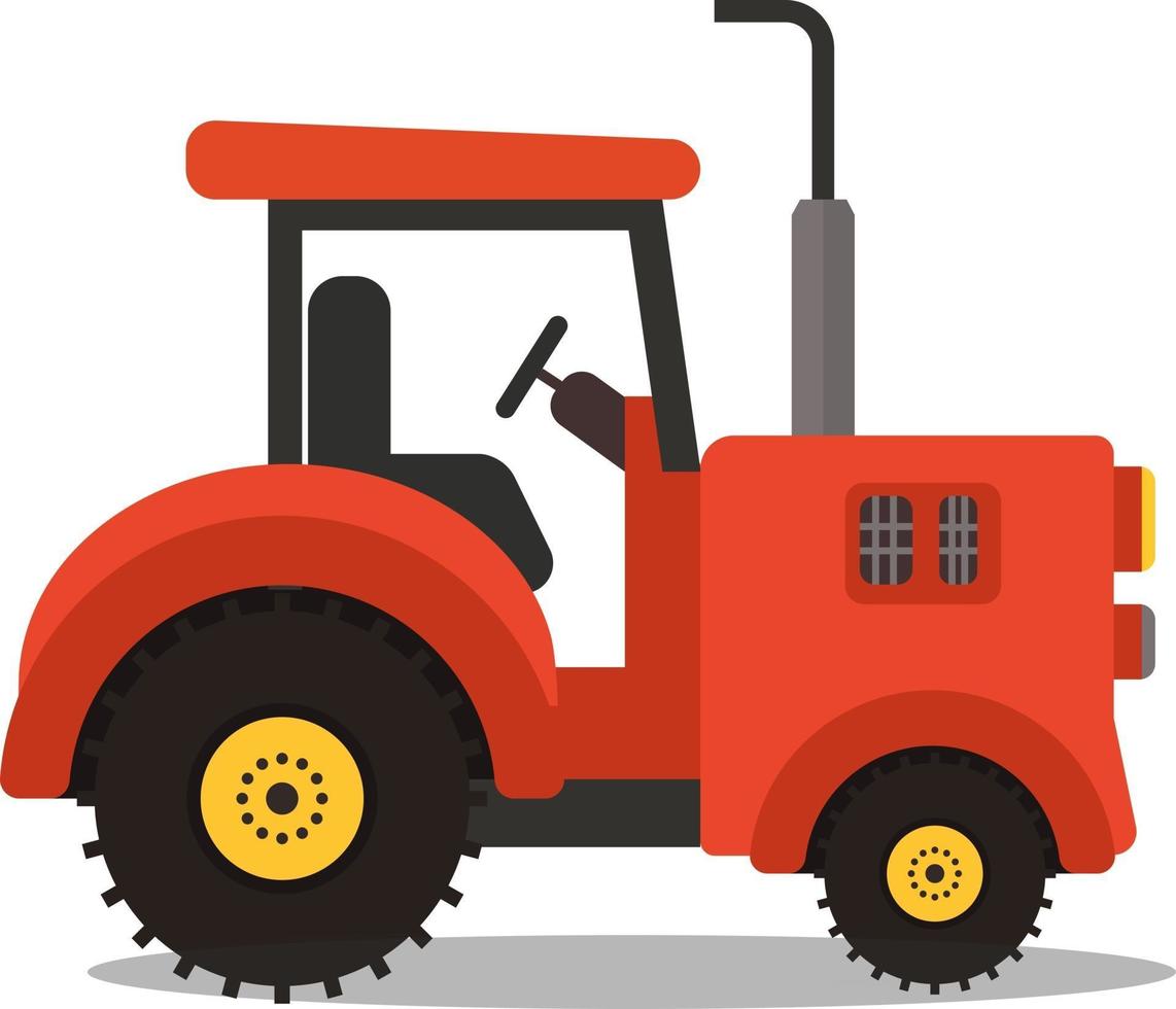 Farm Agriculture Red Tractor Vector illustration.Cartoon flat tractor