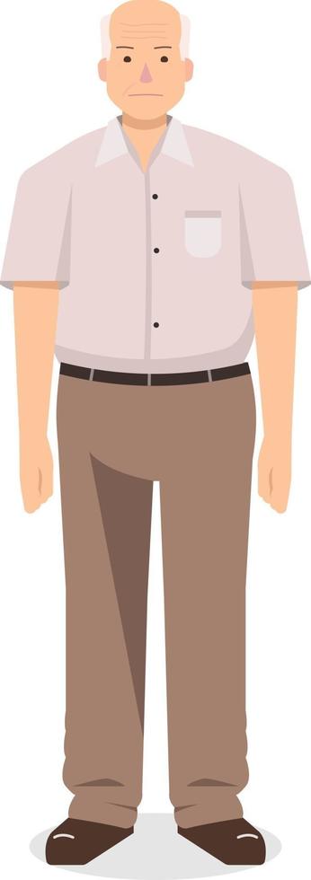 Old man stand flat vector design.Grandfather cartoon style