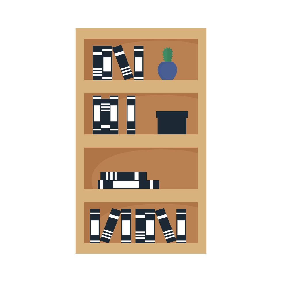 Isolated home furniture with books and cactus vector design