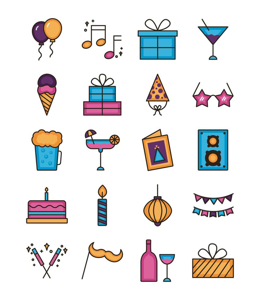 paquete de iconos de fiesta vector