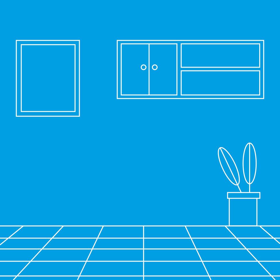 shelving hanging in wall house scene vector