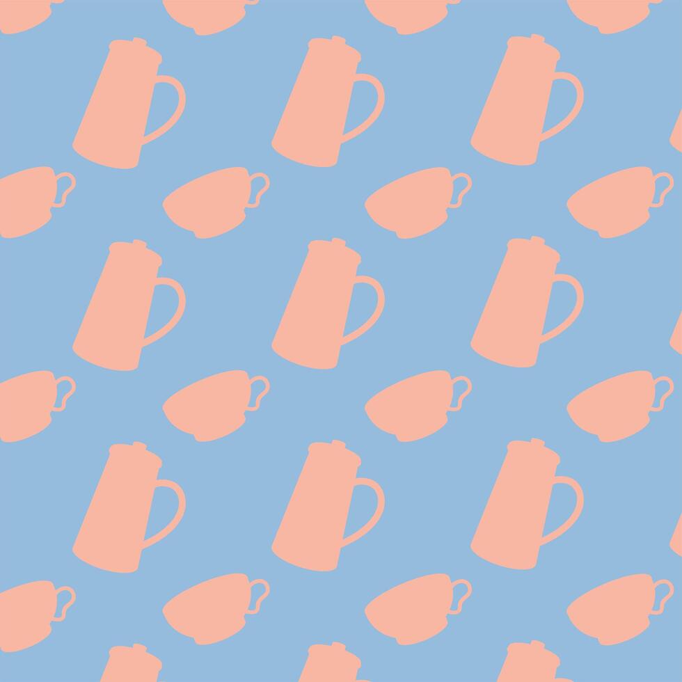 coffee pots and cups background vector design