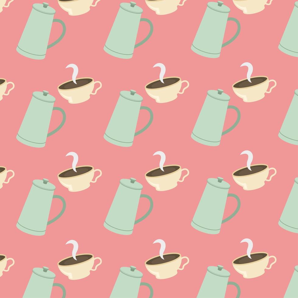 coffee pots and cups background vector design
