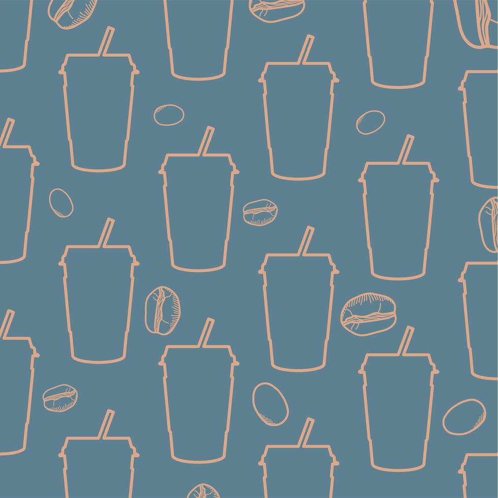 coffee mugs and beans background vector design