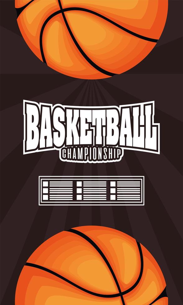 Póster con emblema deportivo de globo de baloncesto vector