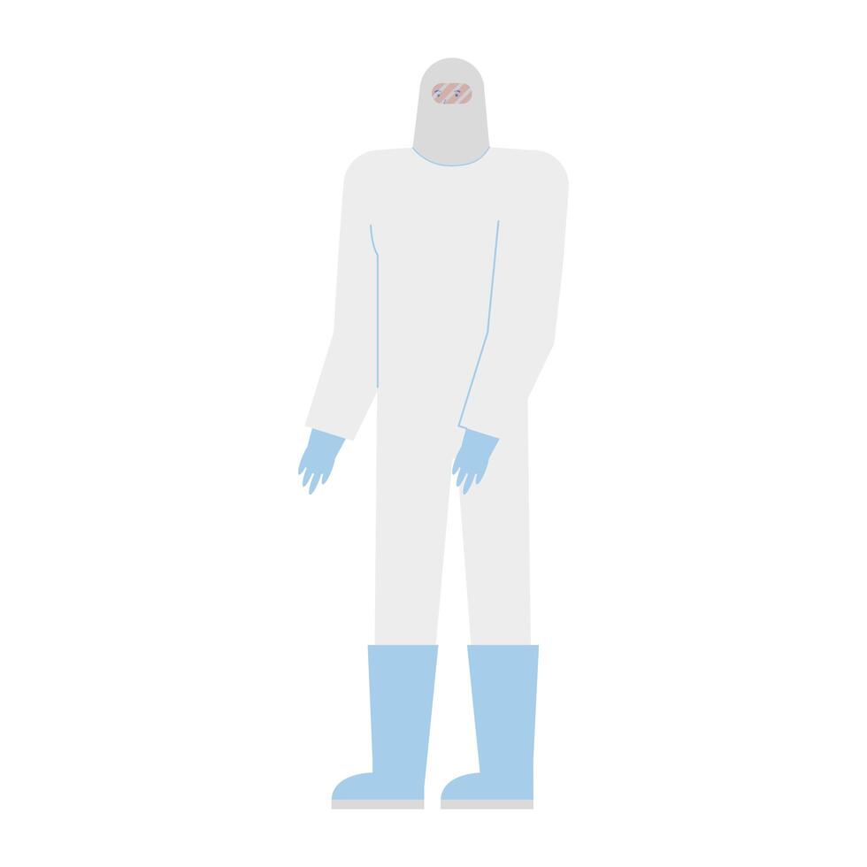 professional worker with biosafety suit character vector