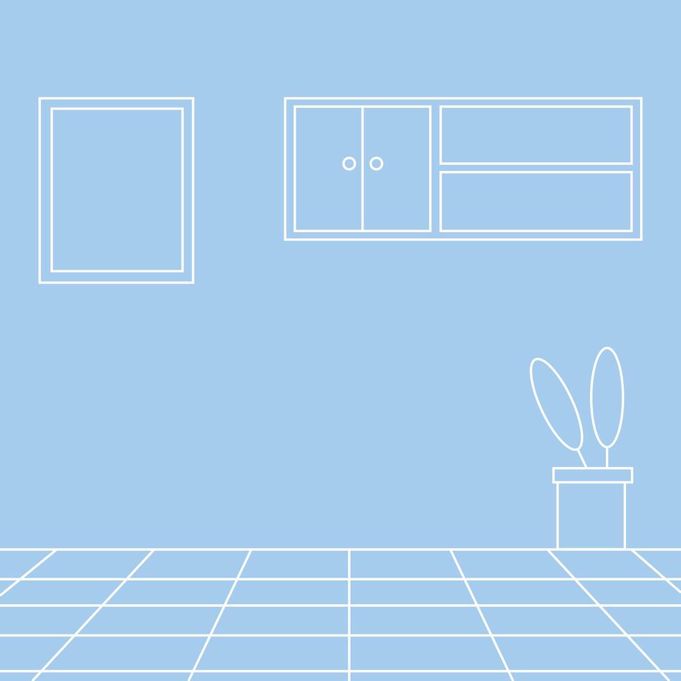 shelving hanging in wall house scene vector