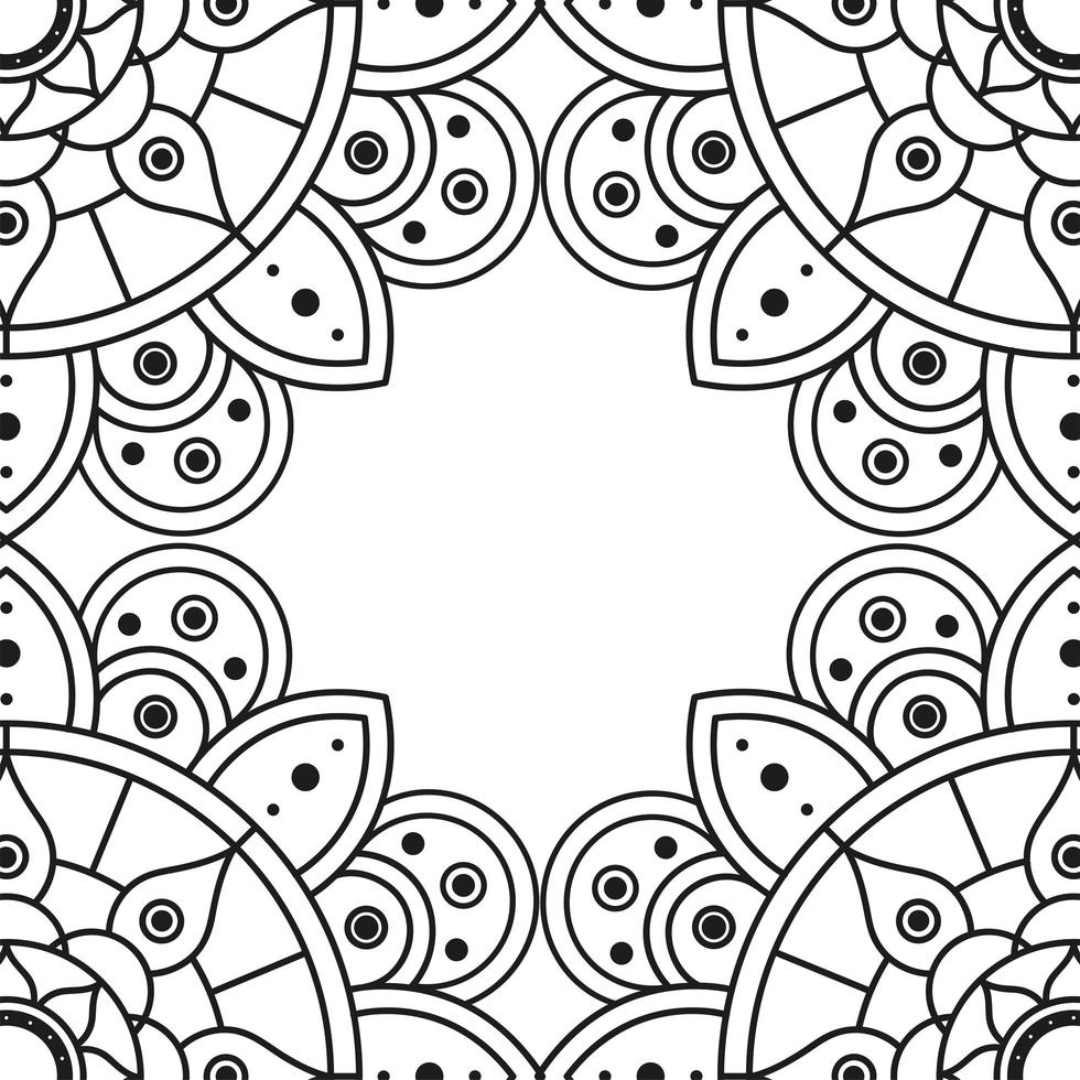 decorative floral monochrome mandala ethnicity frame vector