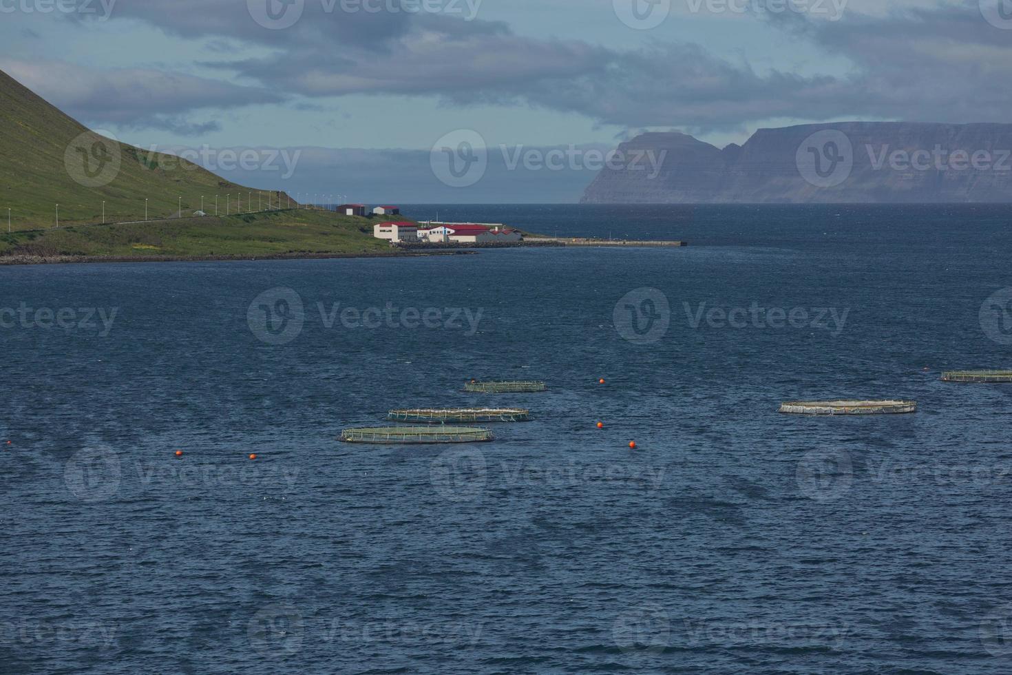 View of the fjord surrounding the village of Isafjordur in Iceland photo