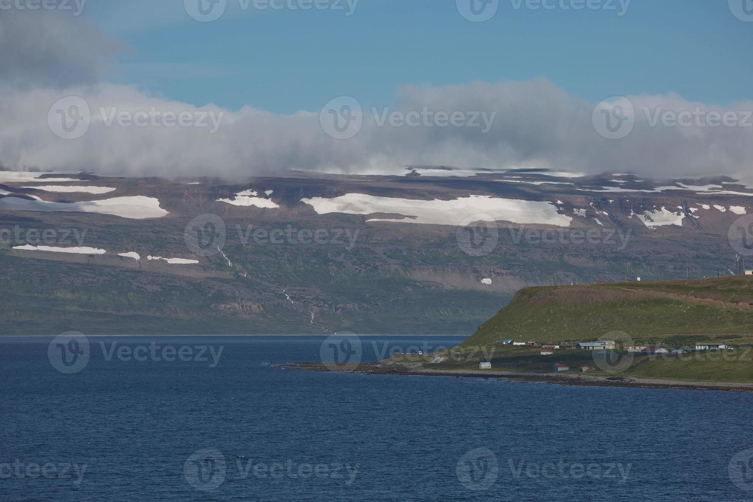 View of the fjord surrounding the village of Isafjordur in Iceland photo