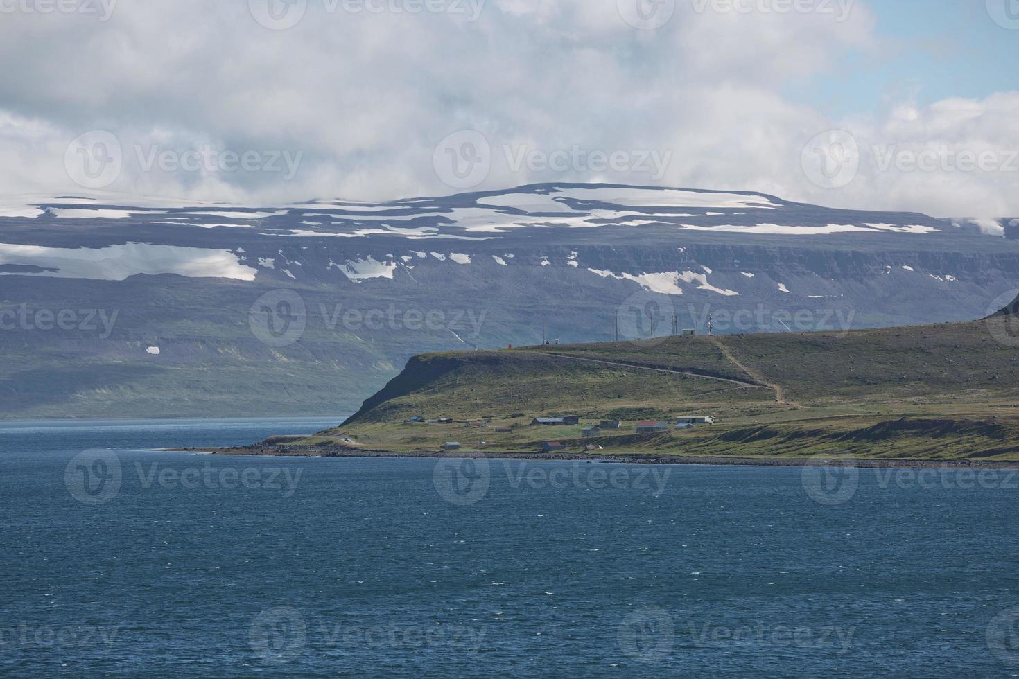 View of the fjord surrounding the village of Isafjordur in Iceland photo