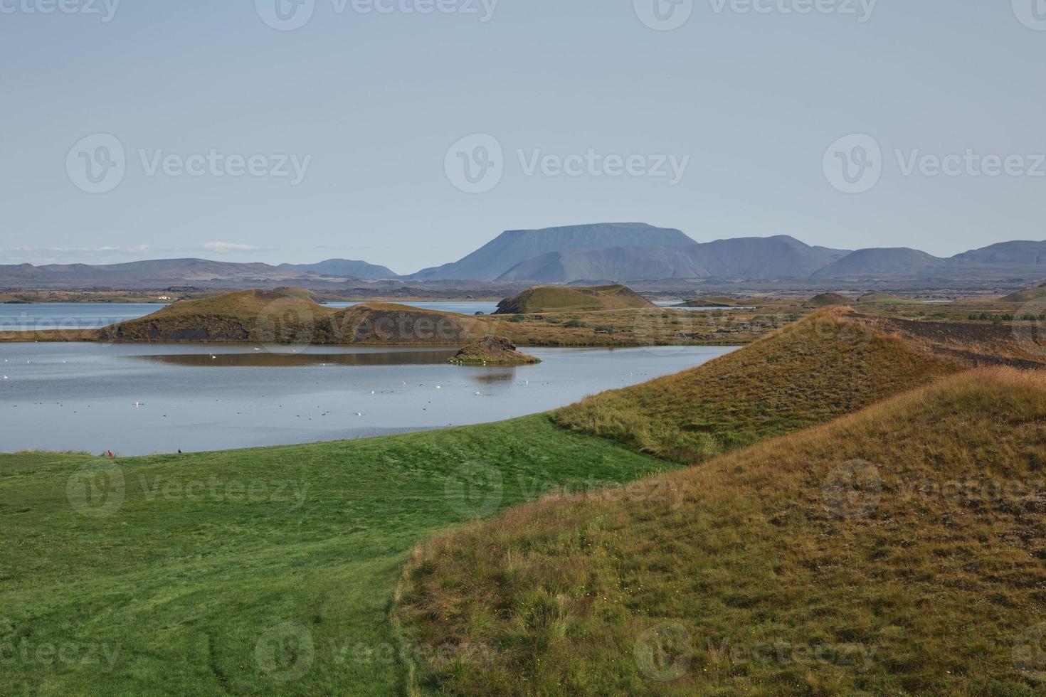 Pseudo crater near Skutustadir and lake Myvatn, Iceland photo