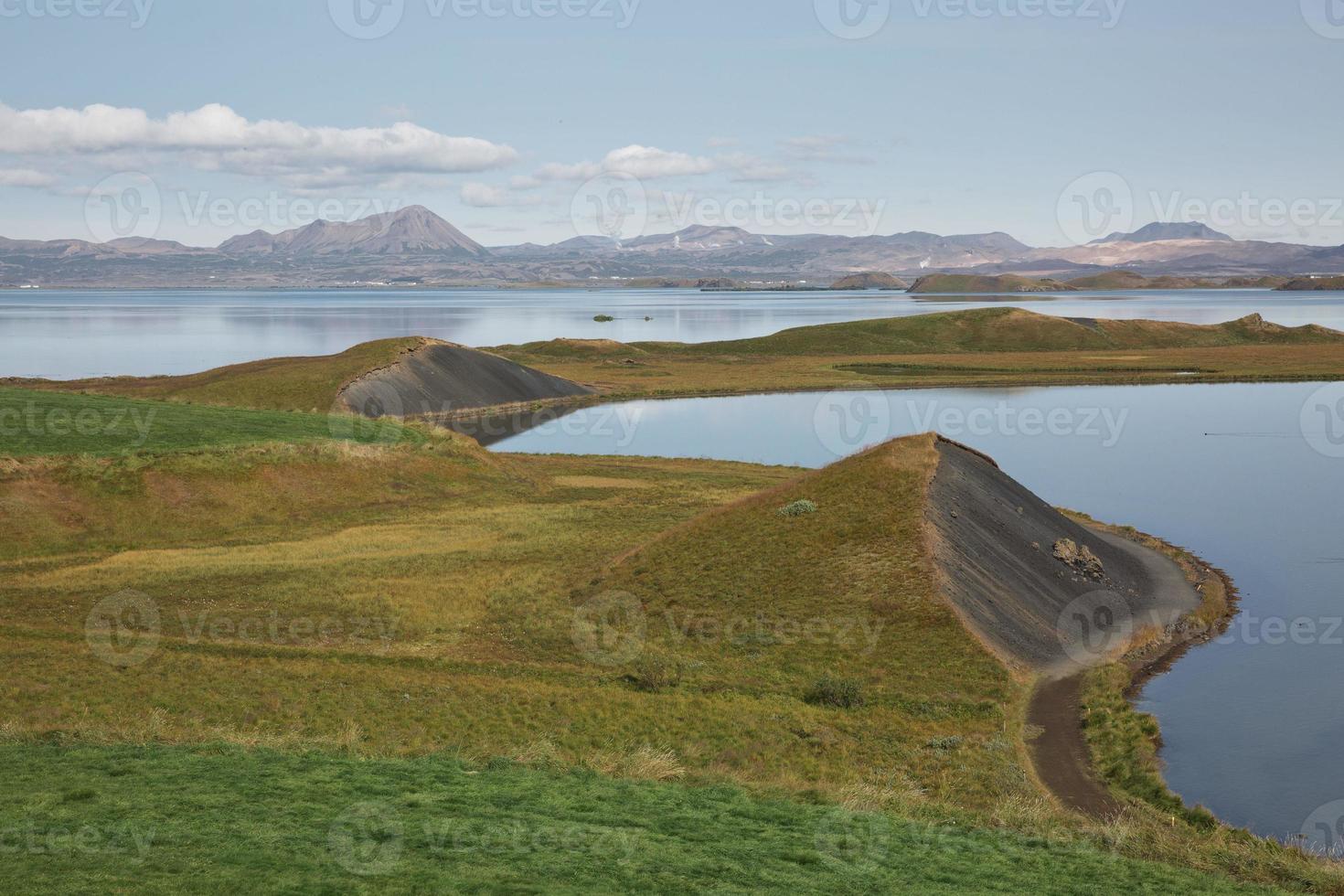 Pseudo crater near Skutustadir and lake Myvatn, Iceland photo