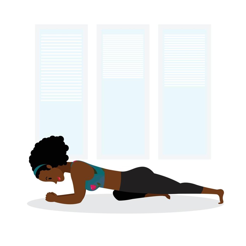 Woman practicing camel asana indoor vector