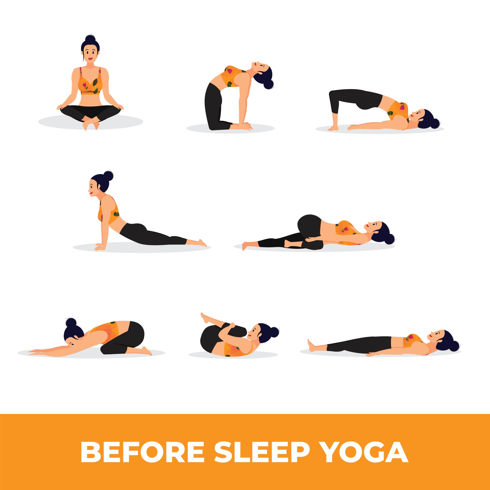 Set of Yoga Asana Before Sleep 2714572 Vector Art at Vecteezy