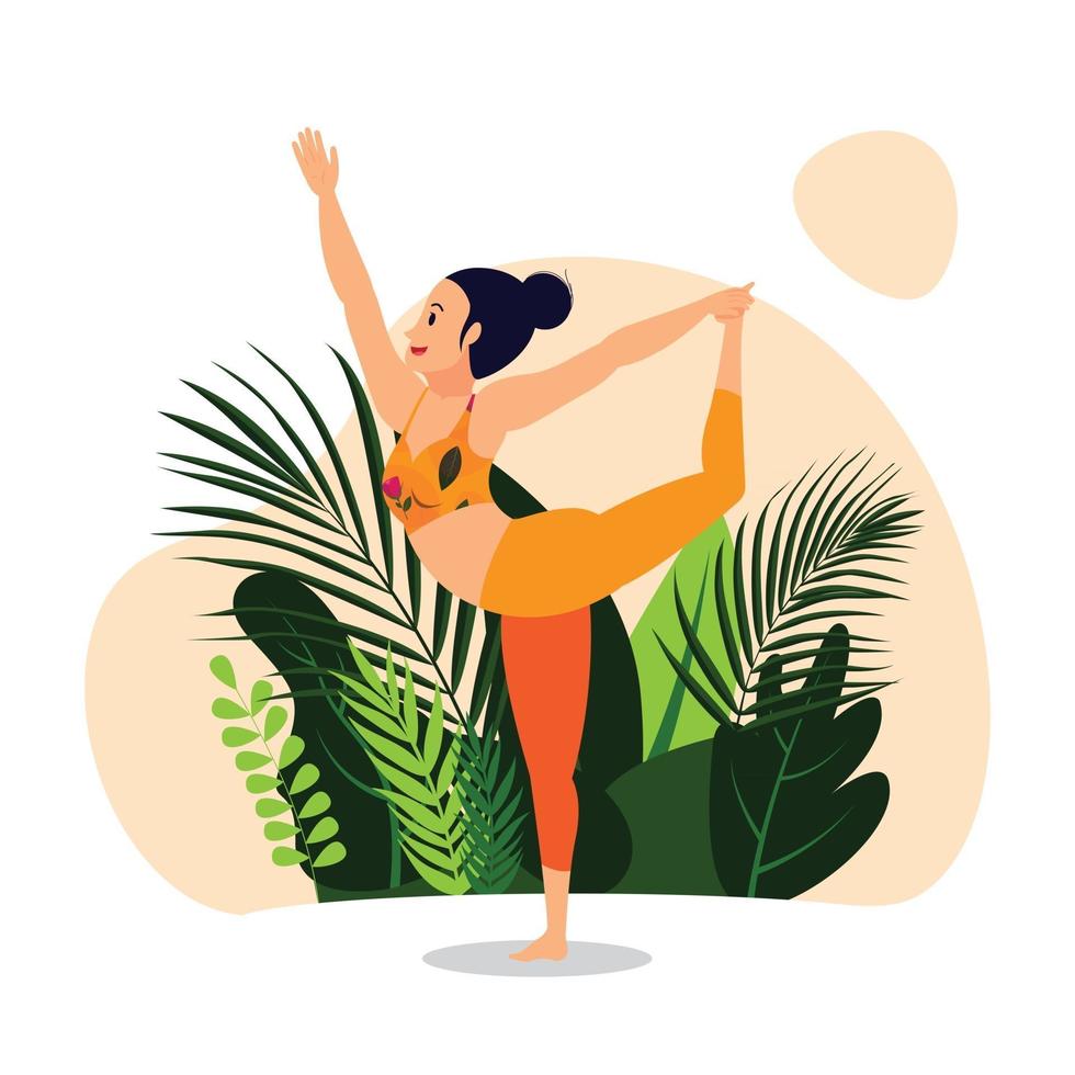 king dancer pose Nataraj asana, standing balance yoga poses vector
