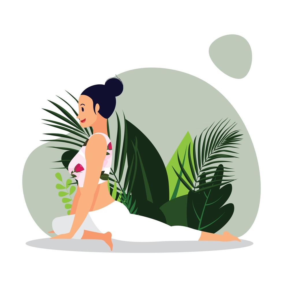 young lady practicing seated yoga asana, young woman in white gym outfit practicing spin twist yoga asana vector