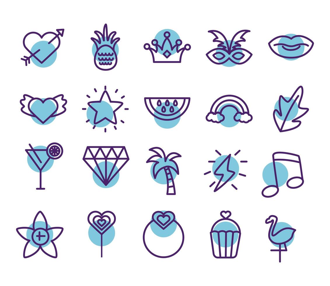 bundle of line s set icons vector