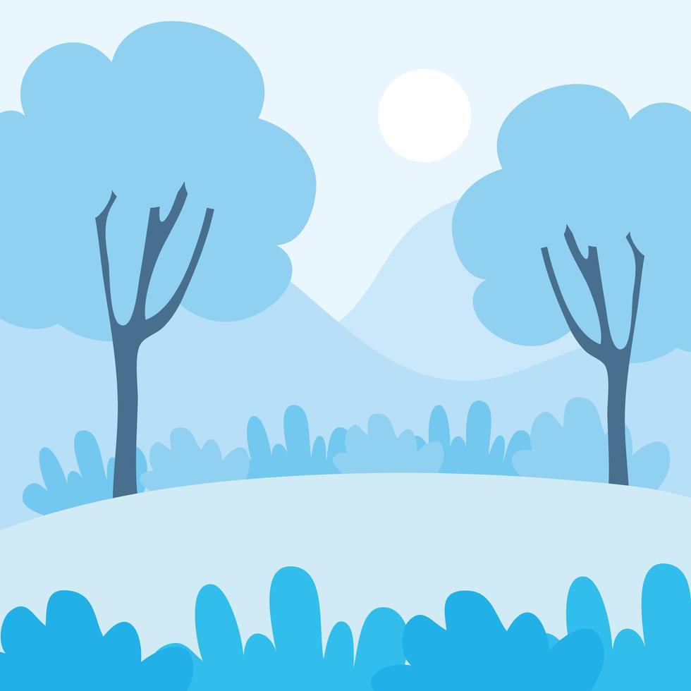 árboles forestales plantas escena paisaje vector