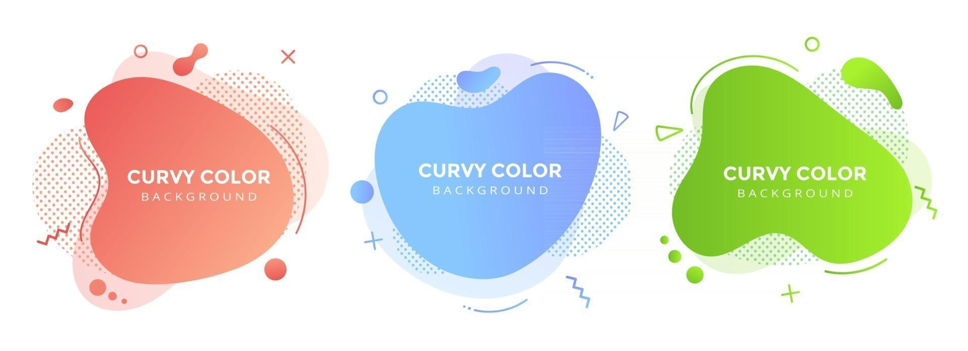 Modern liquid abstract element graphic gradient flat style design fluid vector colorful illustration set