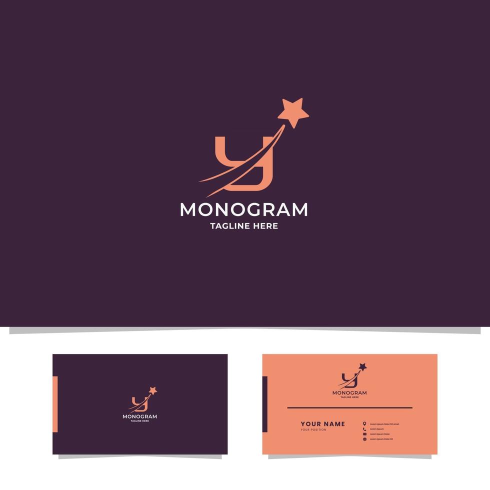 Shooting Star on Letter Y Logo with Business Card Template vector