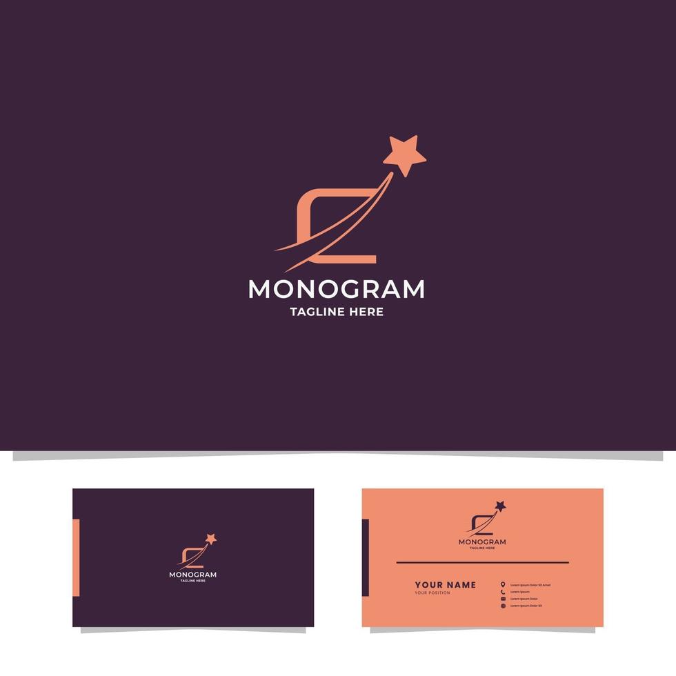 Shooting Star on Letter C Logo with Business Card Template vector