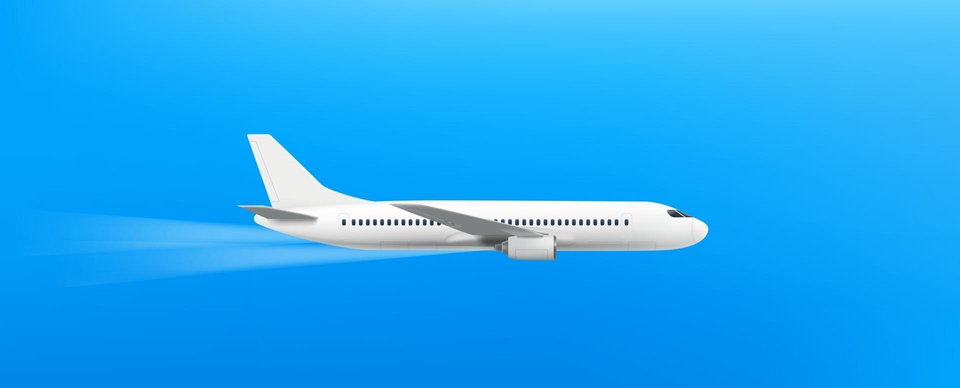 Modern aircraft flying in blue sky vector