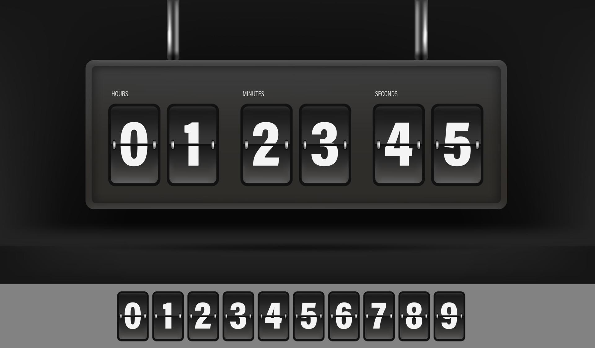 Vintage style flipping timer and numbers set 2715237 Vector Art at Vecteezy