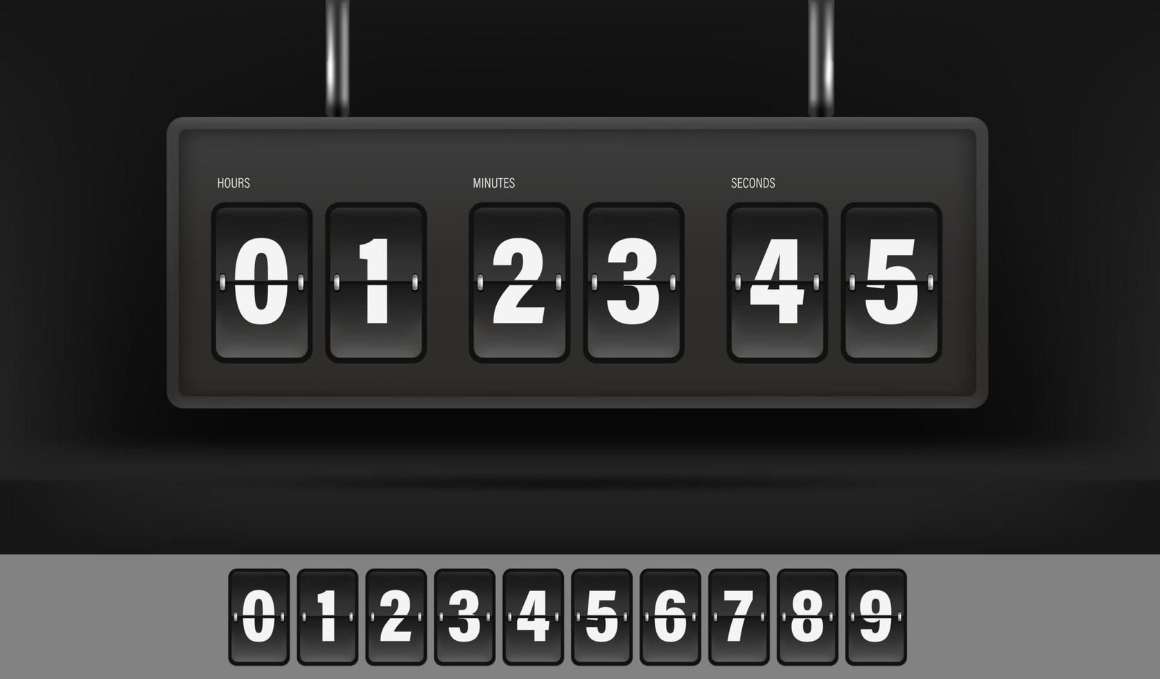 Vintage style flipping timer and numbers set vector
