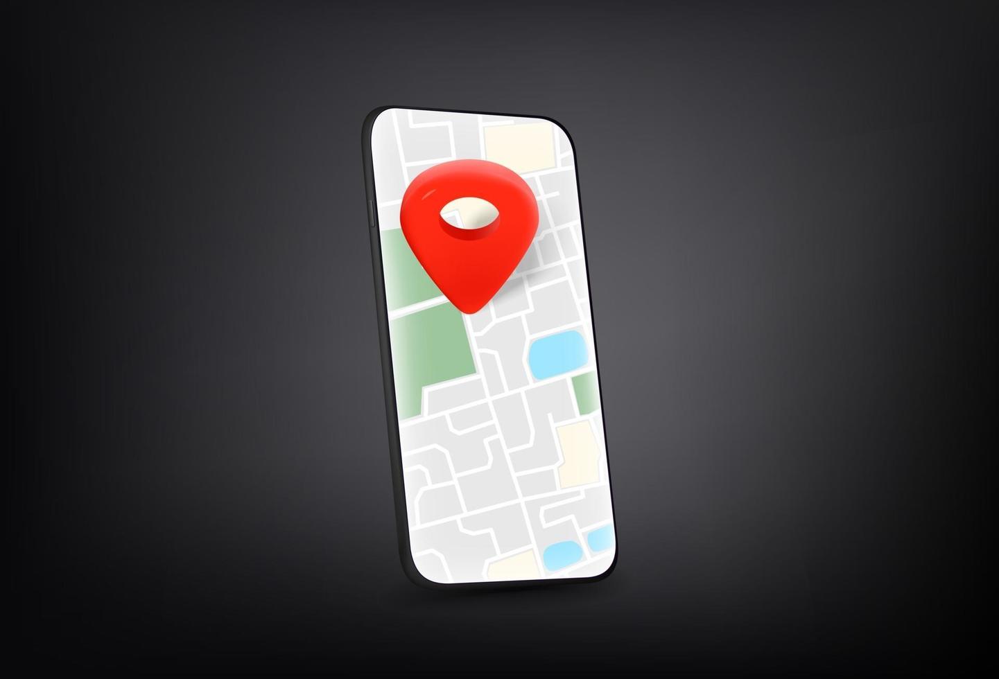 Map application on the screen of the mobile phone vector