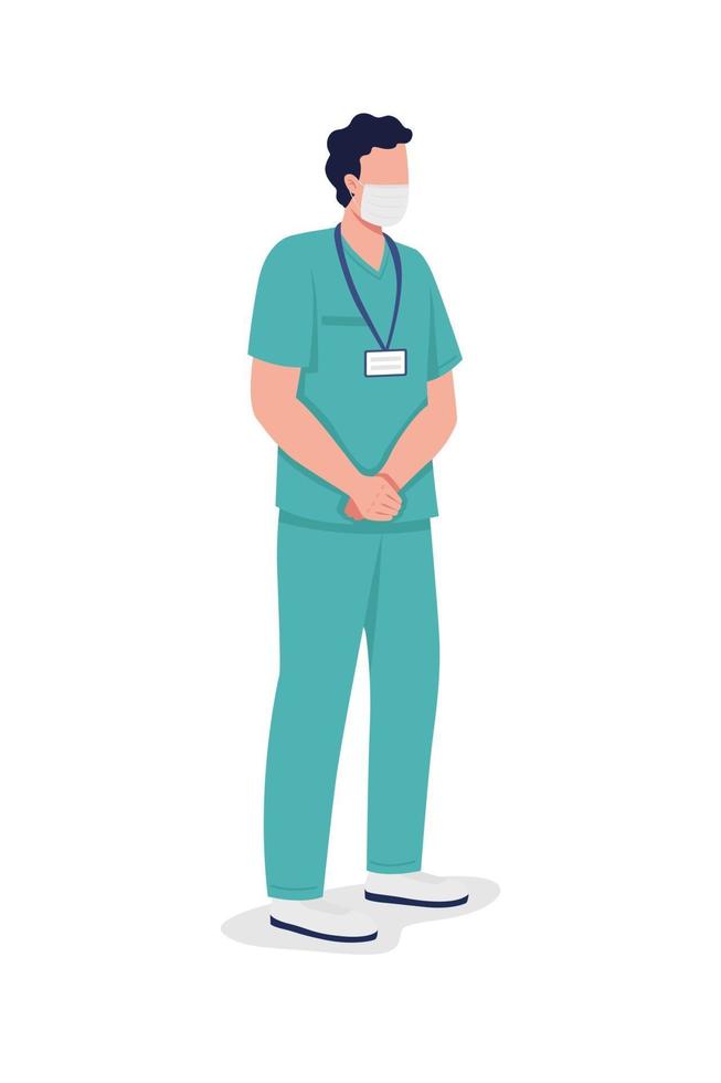 Male nurse semi flat color vector character