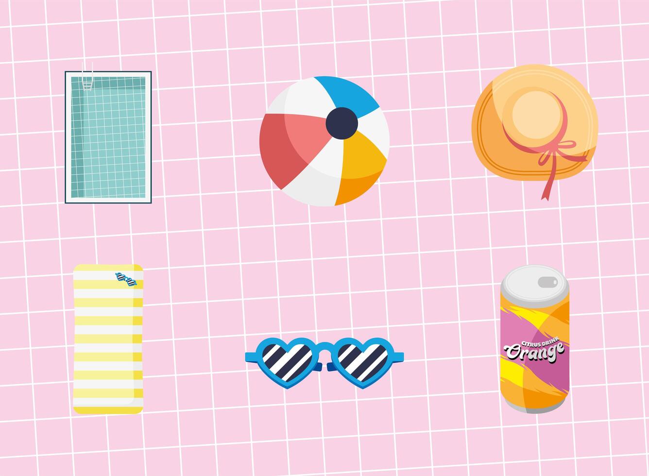 summer vacations six icons vector