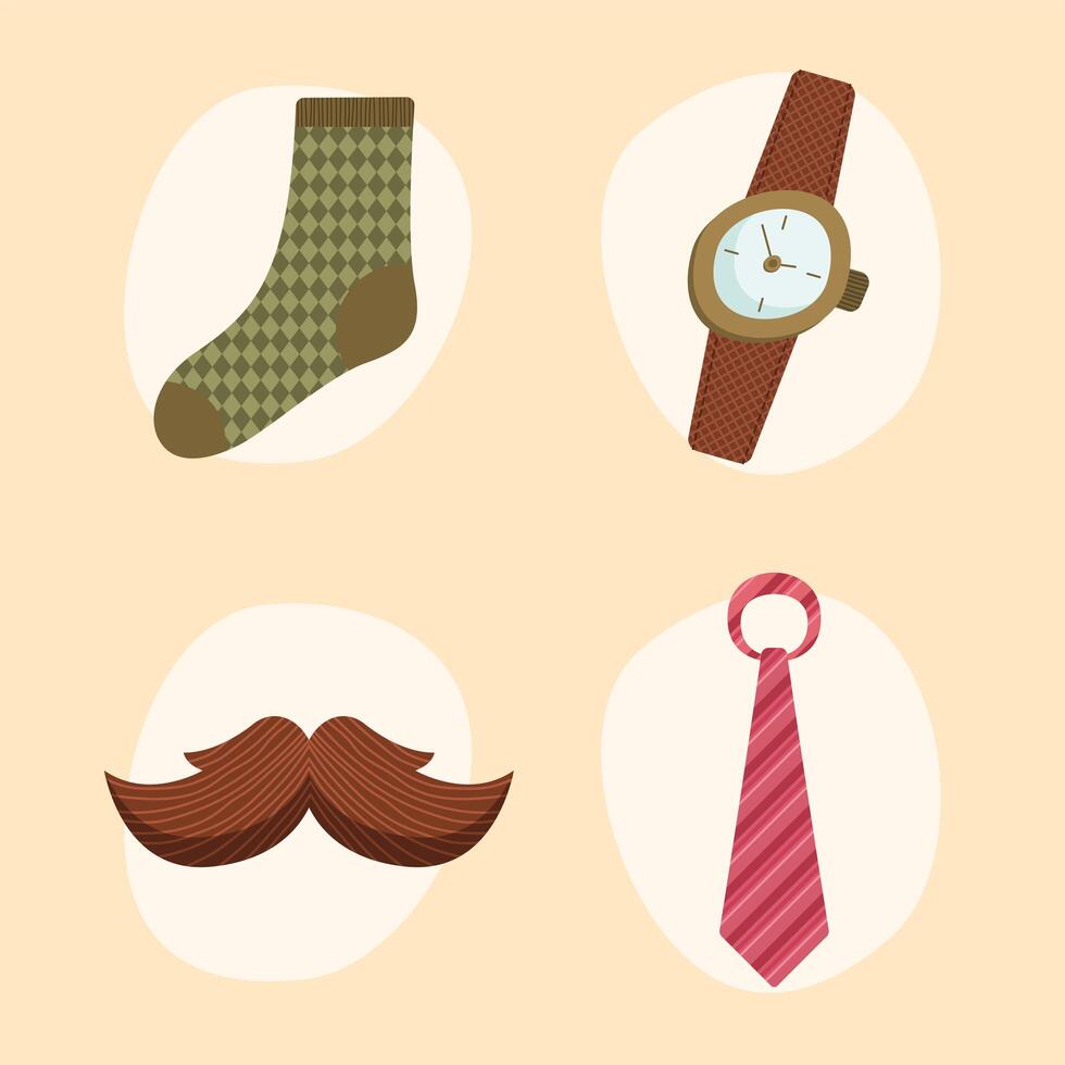 fathers day four icons vector