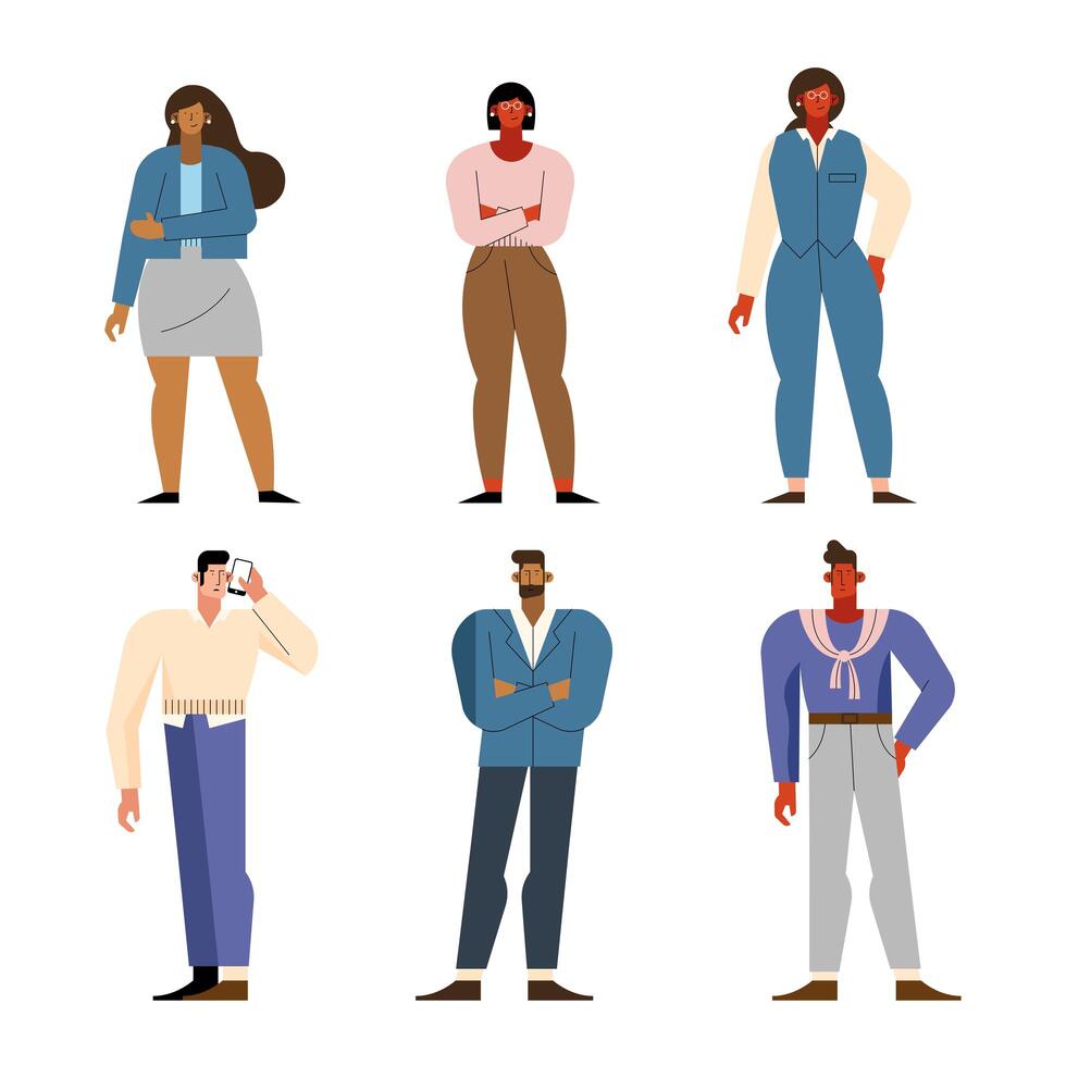 six business persons vector