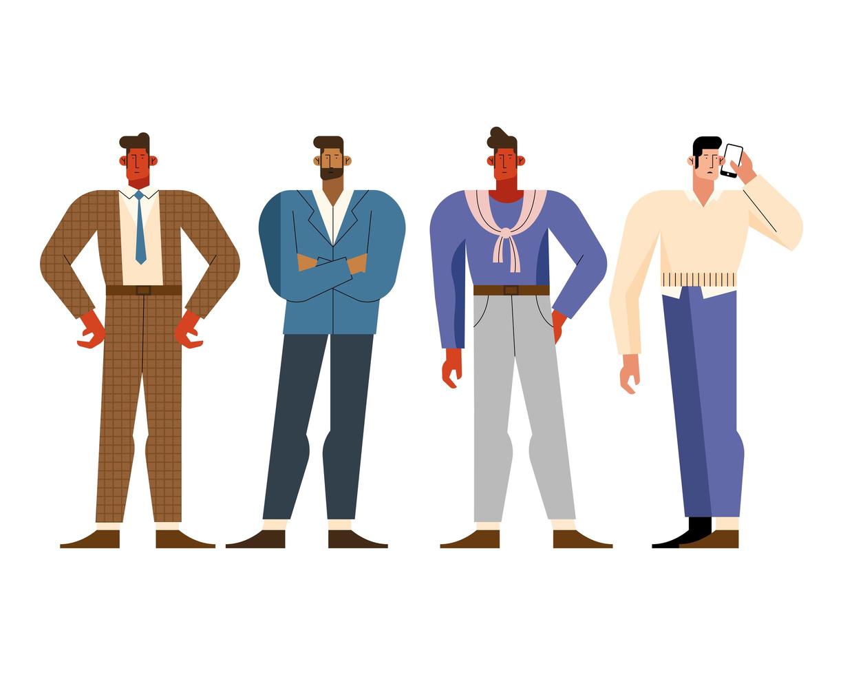 cuatro personajes de hombres de negocios vector