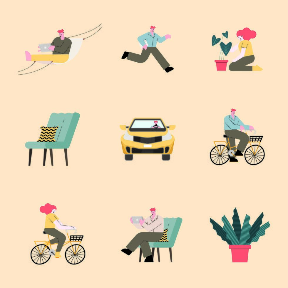 five everyday life persons vector