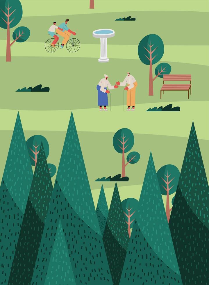 family in field vector