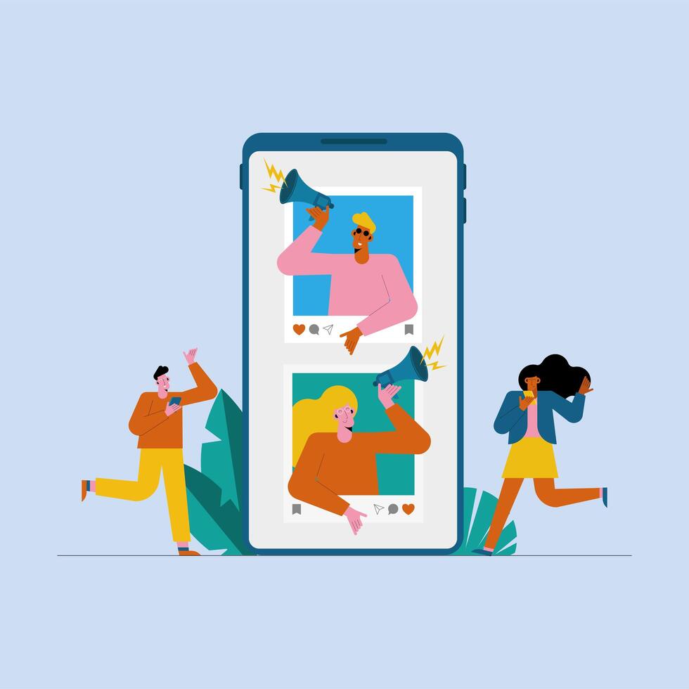 influencers in smartphone vector