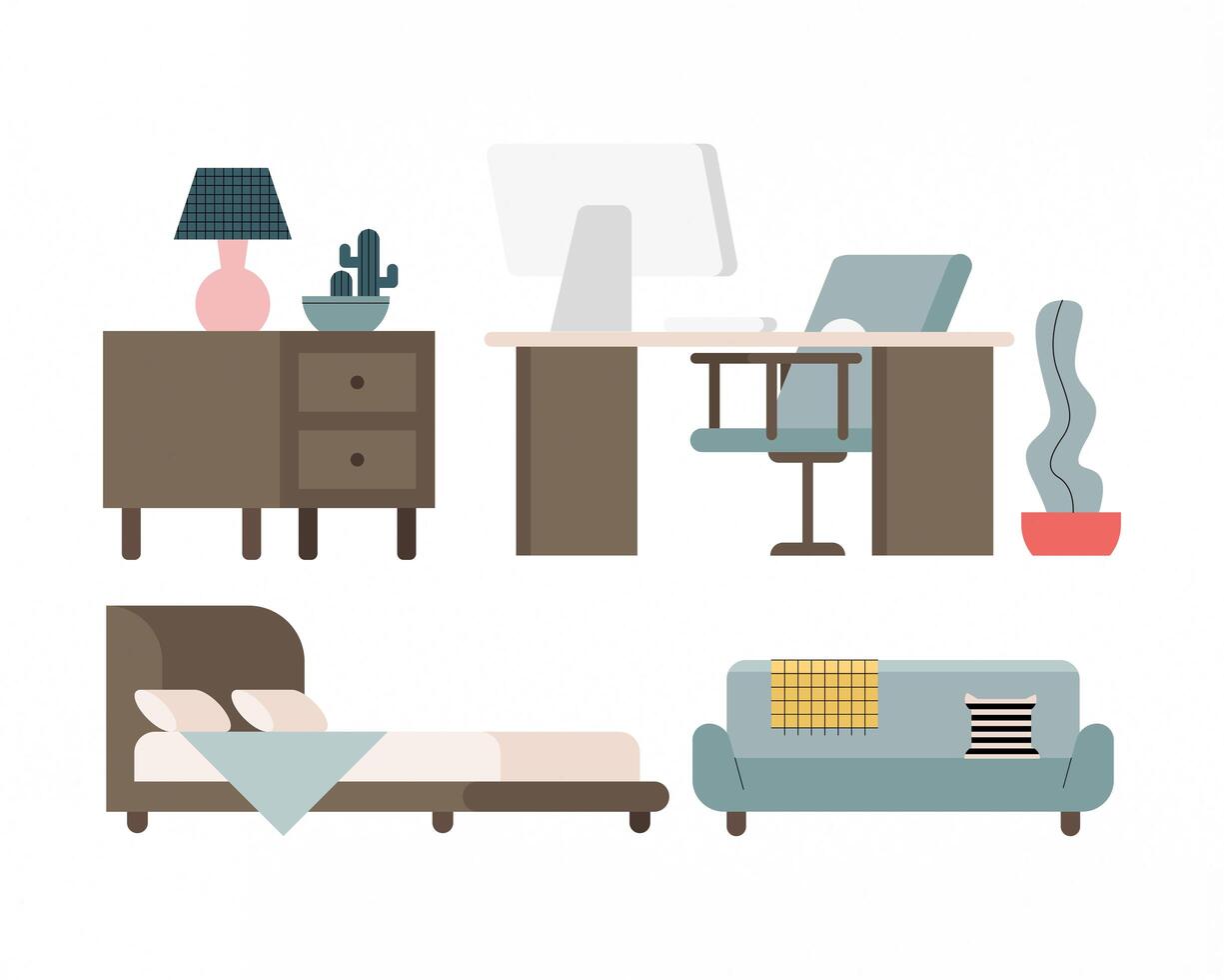 muebles de casa y oficina vector