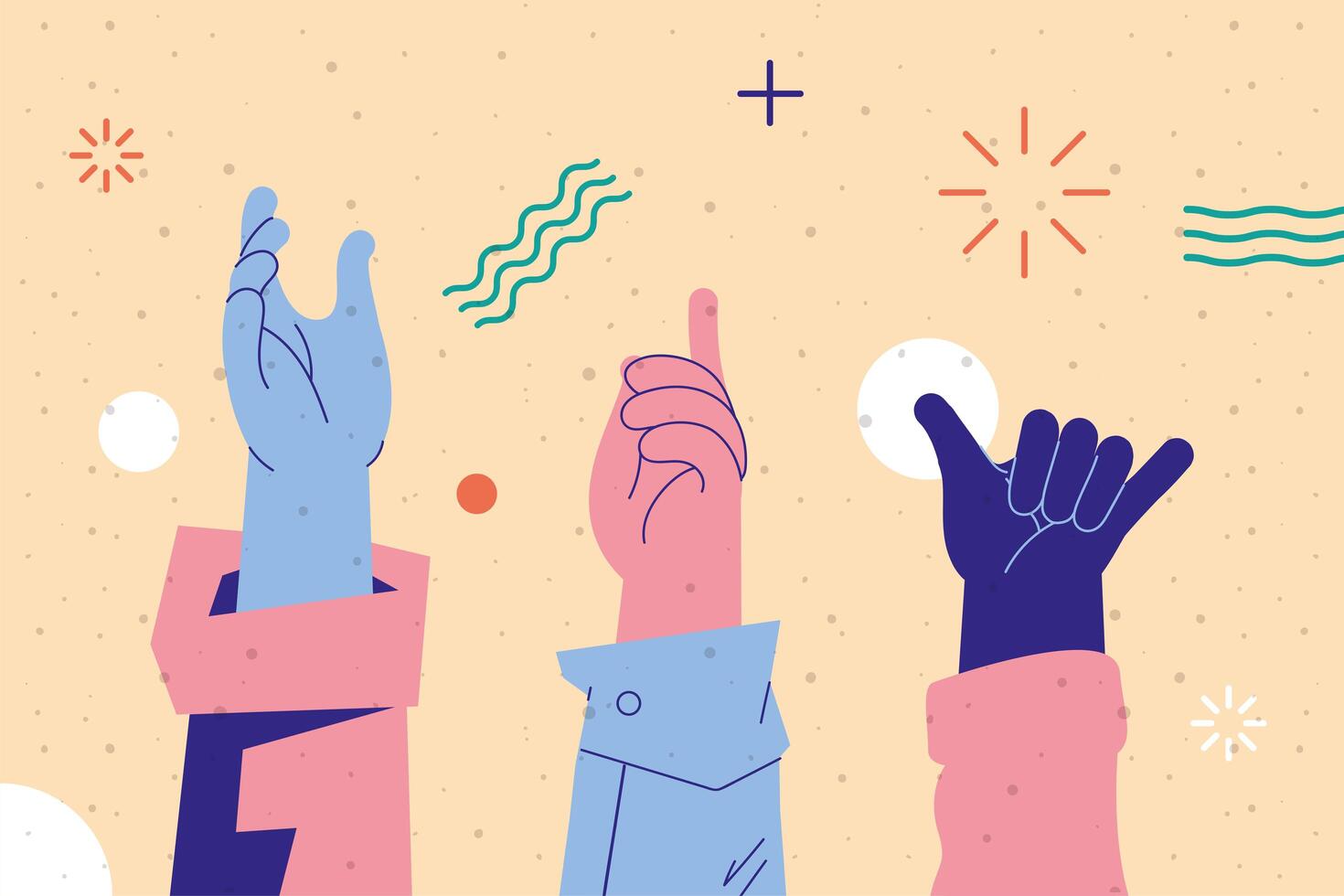 three hands gestures vector